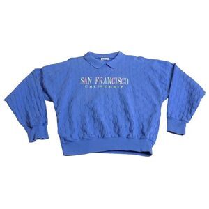 Vintage San Francisco California Sweater Womens S Blue Embroidered Preppy 90s